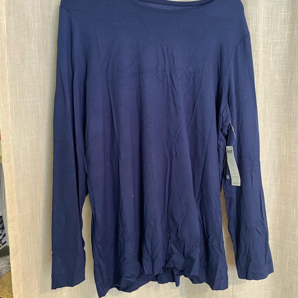 Chico's Blue Long Sleeve Relaxed T-Shirt